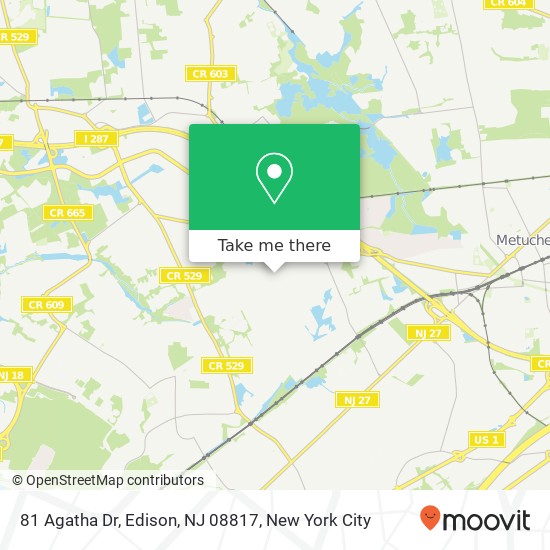 Mapa de 81 Agatha Dr, Edison, NJ 08817