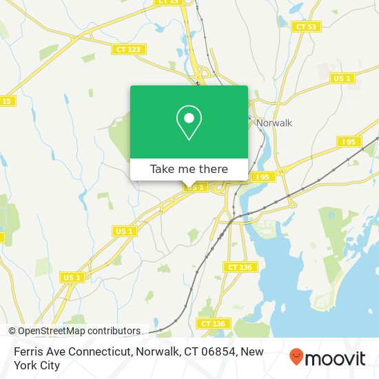 Mapa de Ferris Ave Connecticut, Norwalk, CT 06854