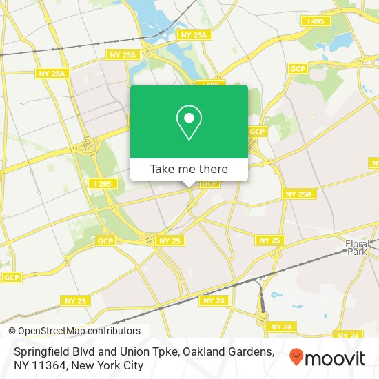Mapa de Springfield Blvd and Union Tpke, Oakland Gardens, NY 11364
