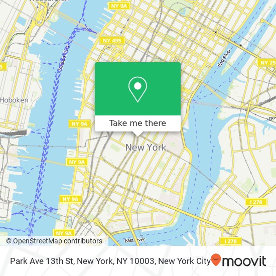 Park Ave 13th St, New York, NY 10003 map