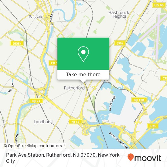Mapa de Park Ave Station, Rutherford, NJ 07070