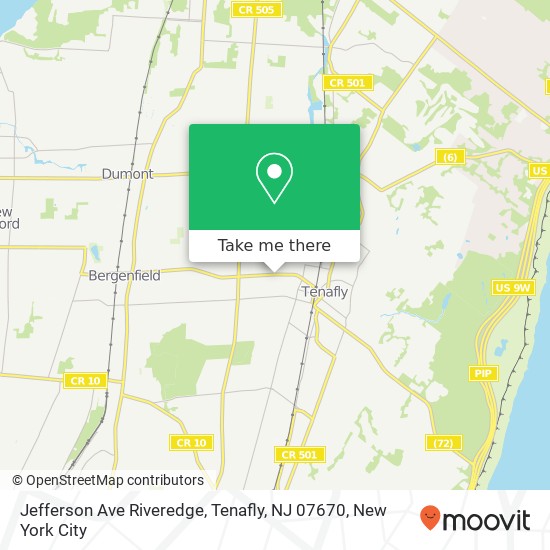 Mapa de Jefferson Ave Riveredge, Tenafly, NJ 07670