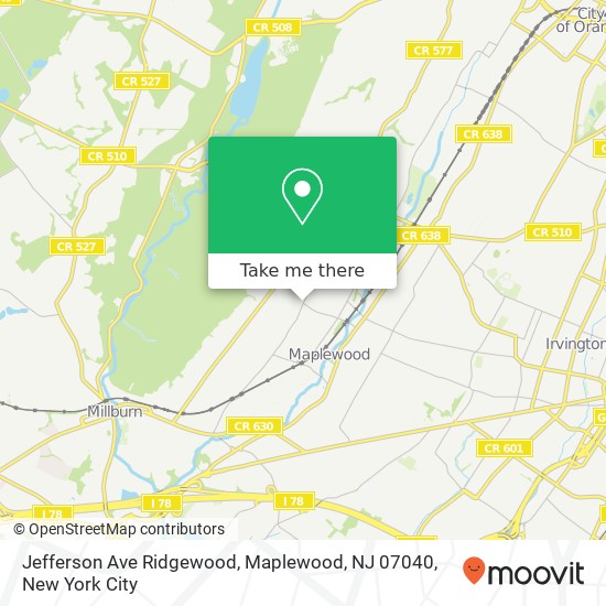 Mapa de Jefferson Ave Ridgewood, Maplewood, NJ 07040