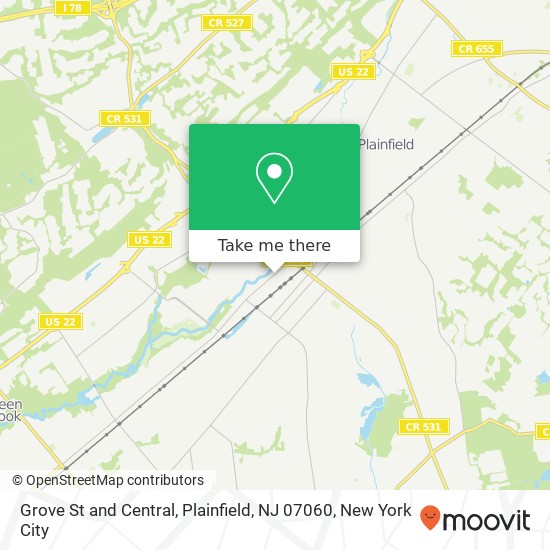 Mapa de Grove St and Central, Plainfield, NJ 07060