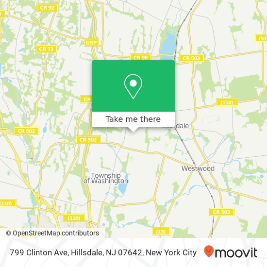 Mapa de 799 Clinton Ave, Hillsdale, NJ 07642
