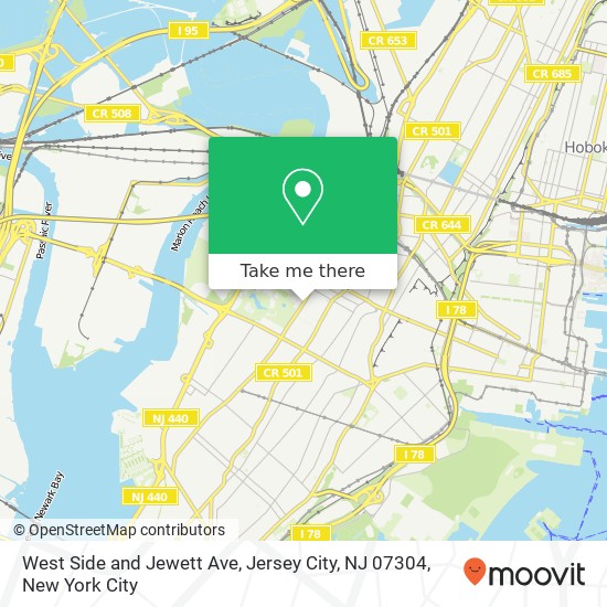 Mapa de West Side and Jewett Ave, Jersey City, NJ 07304