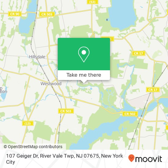 Mapa de 107 Geiger Dr, River Vale Twp, NJ 07675