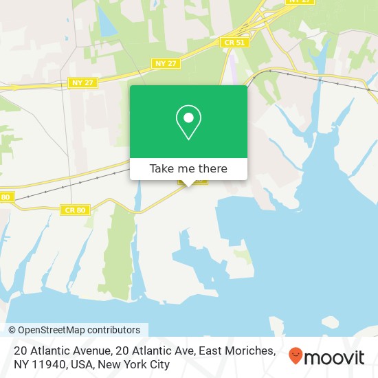 20 Atlantic Avenue, 20 Atlantic Ave, East Moriches, NY 11940, USA map