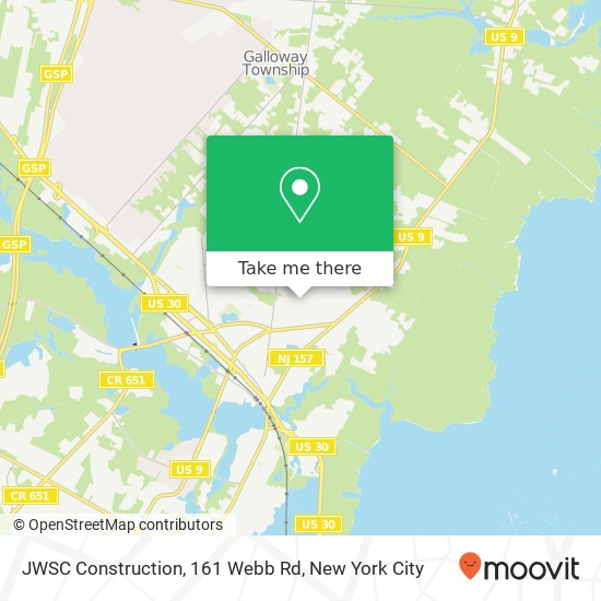 Mapa de JWSC Construction, 161 Webb Rd