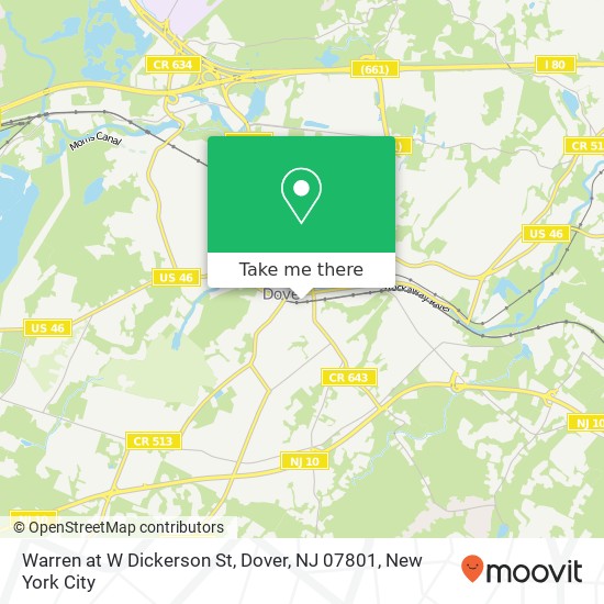 Mapa de Warren at W Dickerson St, Dover, NJ 07801
