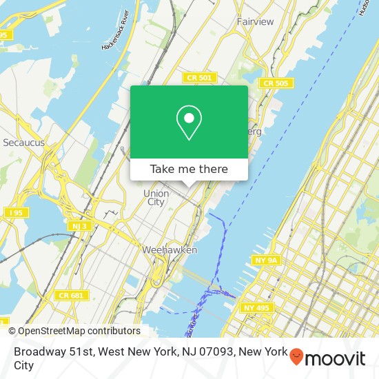 Mapa de Broadway 51st, West New York, NJ 07093