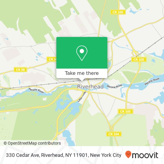 Mapa de 330 Cedar Ave, Riverhead, NY 11901