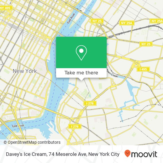 Mapa de Davey's Ice Cream, 74 Meserole Ave