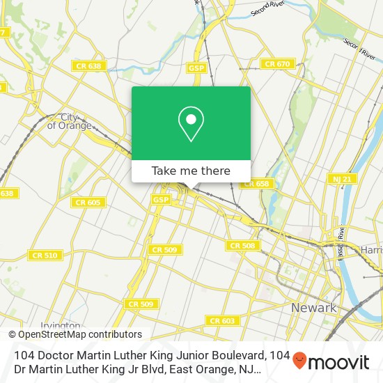 104 Doctor Martin Luther King Junior Boulevard, 104 Dr Martin Luther King Jr Blvd, East Orange, NJ 07017, USA map