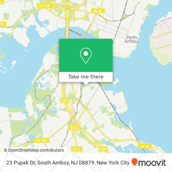 Mapa de 23 Pupek Dr, South Amboy, NJ 08879
