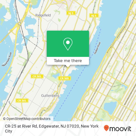 Mapa de CR-25 at River Rd, Edgewater, NJ 07020