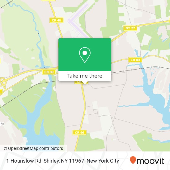 Mapa de 1 Hounslow Rd, Shirley, NY 11967