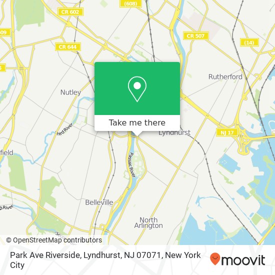 Mapa de Park Ave Riverside, Lyndhurst, NJ 07071