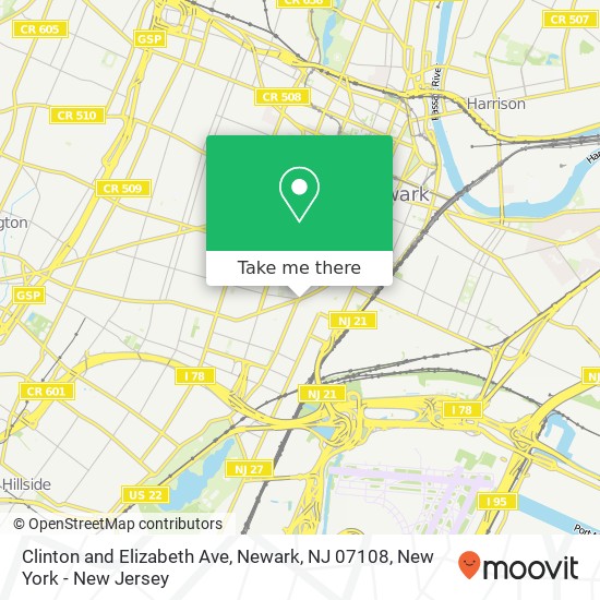 Mapa de Clinton and Elizabeth Ave, Newark, NJ 07108