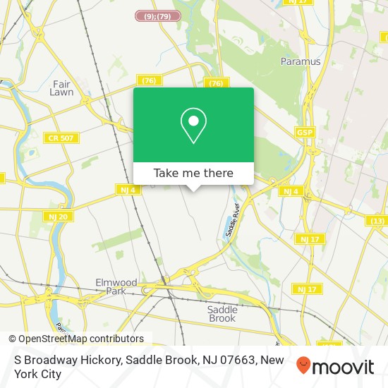 Mapa de S Broadway Hickory, Saddle Brook, NJ 07663