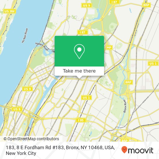 Mapa de 183, 8 E Fordham Rd #183, Bronx, NY 10468, USA