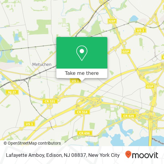 Mapa de Lafayette Amboy, Edison, NJ 08837