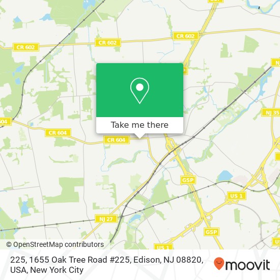 Mapa de 225, 1655 Oak Tree Road #225, Edison, NJ 08820, USA