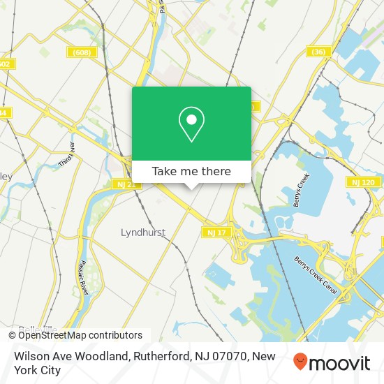 Mapa de Wilson Ave Woodland, Rutherford, NJ 07070