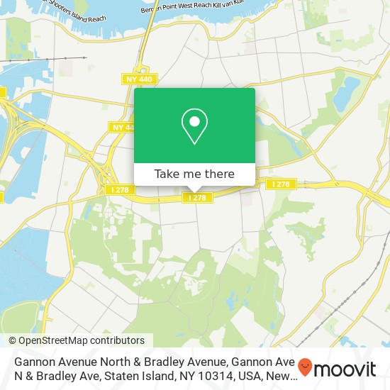 Mapa de Gannon Avenue North & Bradley Avenue, Gannon Ave N & Bradley Ave, Staten Island, NY 10314, USA