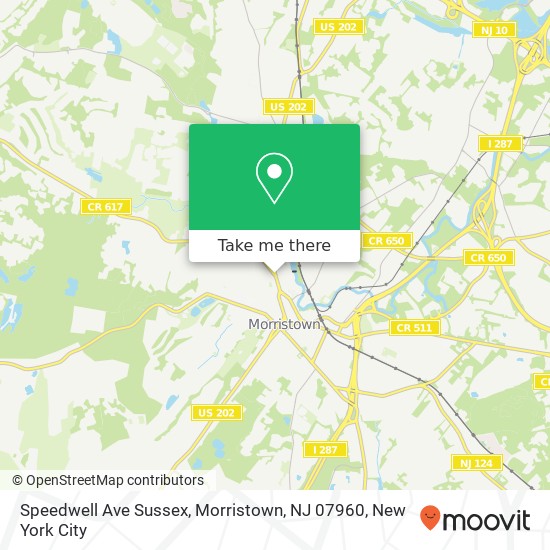 Mapa de Speedwell Ave Sussex, Morristown, NJ 07960