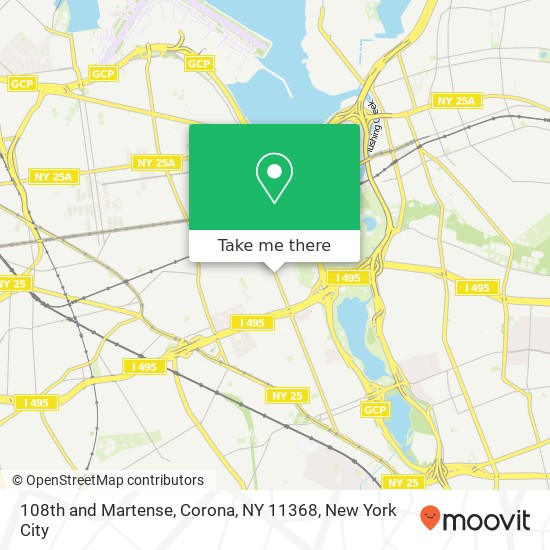 Mapa de 108th and Martense, Corona, NY 11368