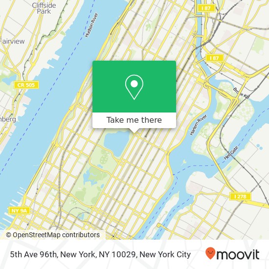5th Ave 96th, New York, NY 10029 map