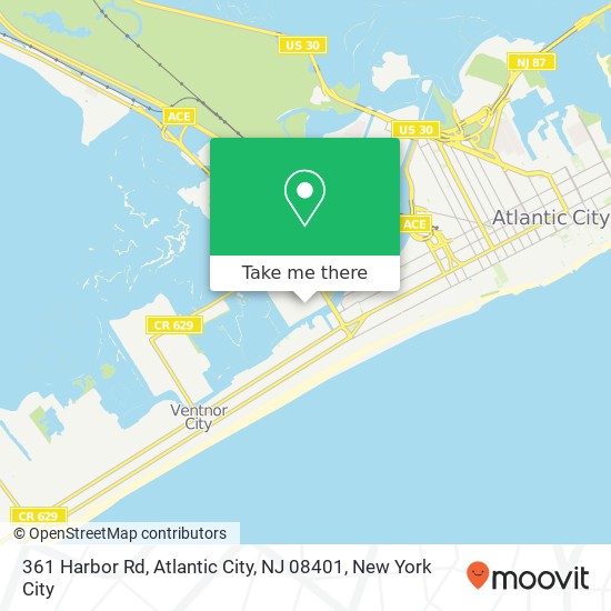 Mapa de 361 Harbor Rd, Atlantic City, NJ 08401