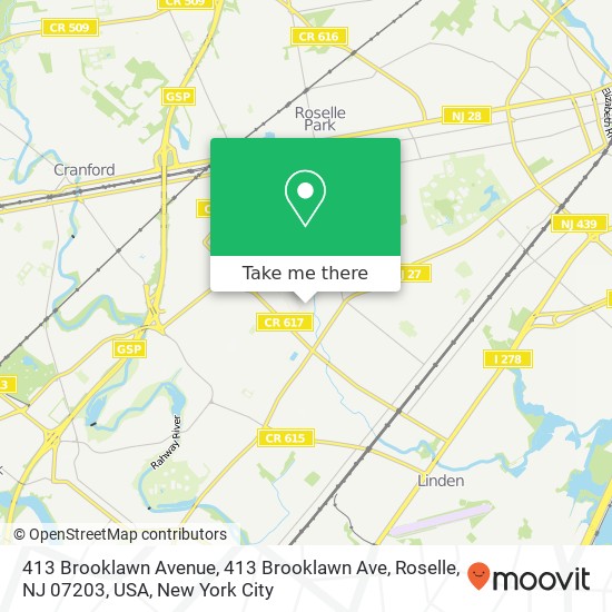 413 Brooklawn Avenue, 413 Brooklawn Ave, Roselle, NJ 07203, USA map