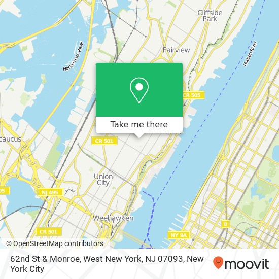 Mapa de 62nd St & Monroe, West New York, NJ 07093
