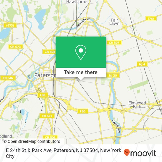 Mapa de E 24th St & Park Ave, Paterson, NJ 07504