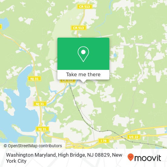 Mapa de Washington Maryland, High Bridge, NJ 08829