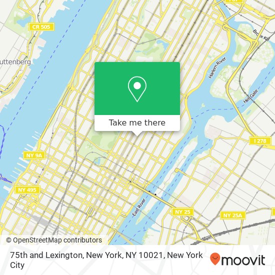 75th and Lexington, New York, NY 10021 map