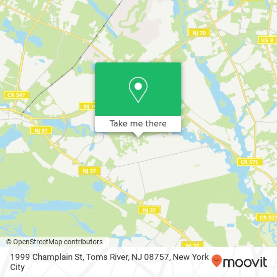 Mapa de 1999 Champlain St, Toms River, NJ 08757