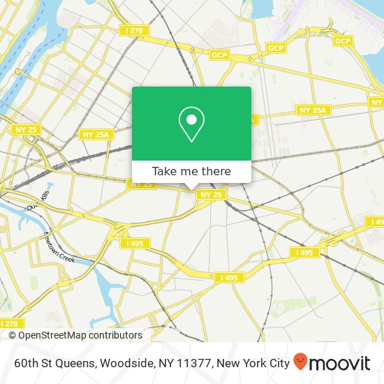 Mapa de 60th St Queens, Woodside, NY 11377