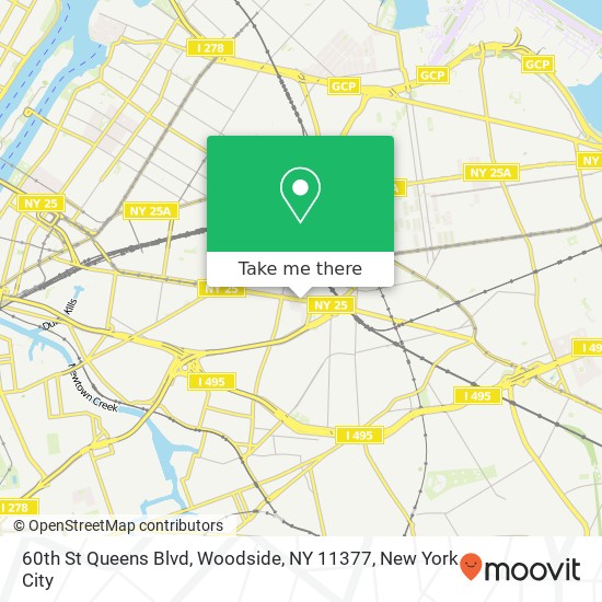 Mapa de 60th St Queens Blvd, Woodside, NY 11377