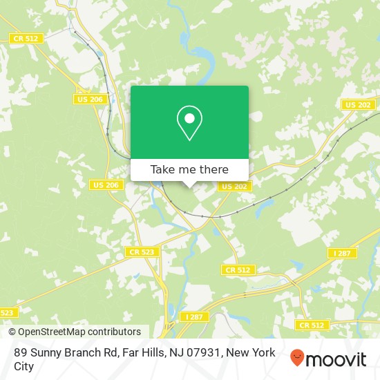 Mapa de 89 Sunny Branch Rd, Far Hills, NJ 07931