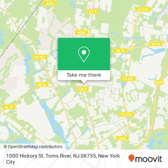 Mapa de 1000 Hickory St, Toms River, NJ 08755