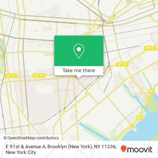 Mapa de E 91st & Avenue A, Brooklyn (New York), NY 11236