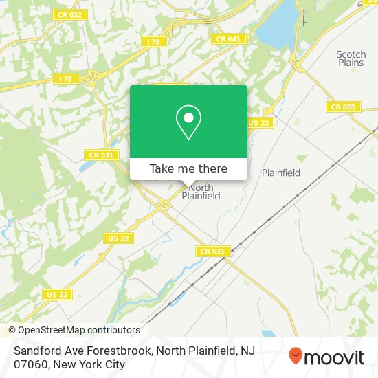 Mapa de Sandford Ave Forestbrook, North Plainfield, NJ 07060