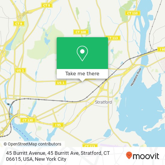 Mapa de 45 Burritt Avenue, 45 Burritt Ave, Stratford, CT 06615, USA