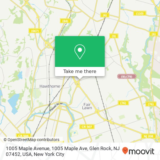 Mapa de 1005 Maple Avenue, 1005 Maple Ave, Glen Rock, NJ 07452, USA