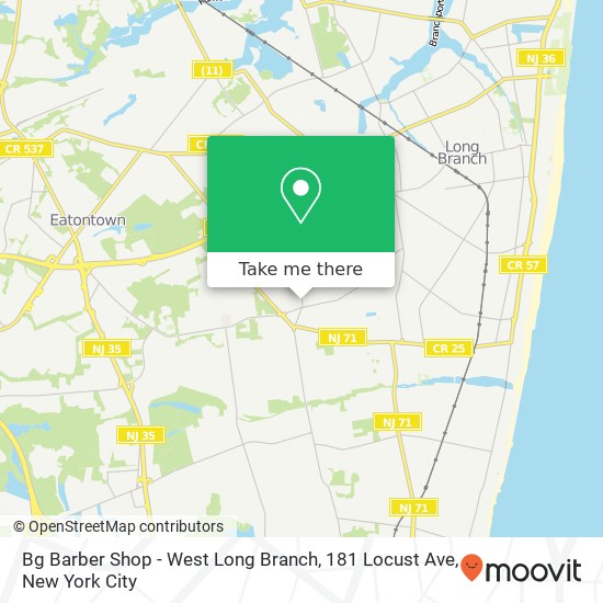 Mapa de Bg Barber Shop - West Long Branch, 181 Locust Ave