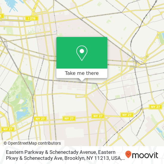 Mapa de Eastern Parkway & Schenectady Avenue, Eastern Pkwy & Schenectady Ave, Brooklyn, NY 11213, USA