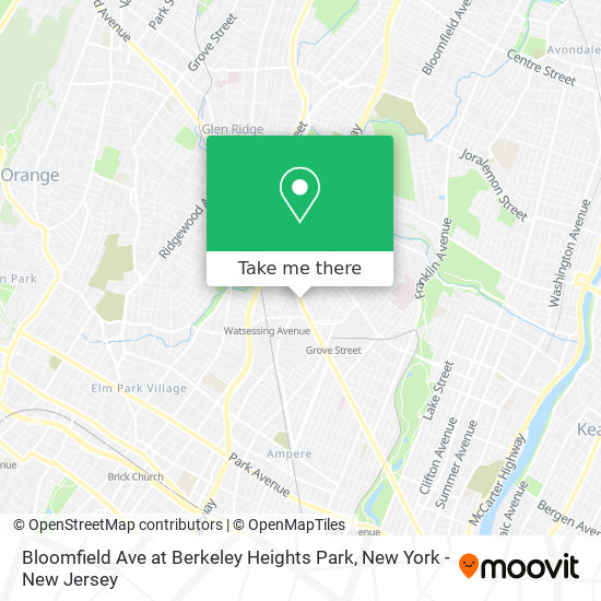 Bloomfield Ave at Berkeley Heights Park map